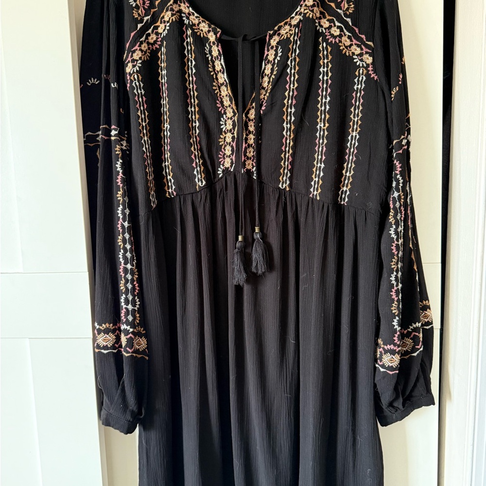 Embroidered Black Dress NWOT